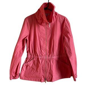 Jana Kos Womens Windbreaker Jacket Salmon Pink Funnel Neck Lightweight Pocket M